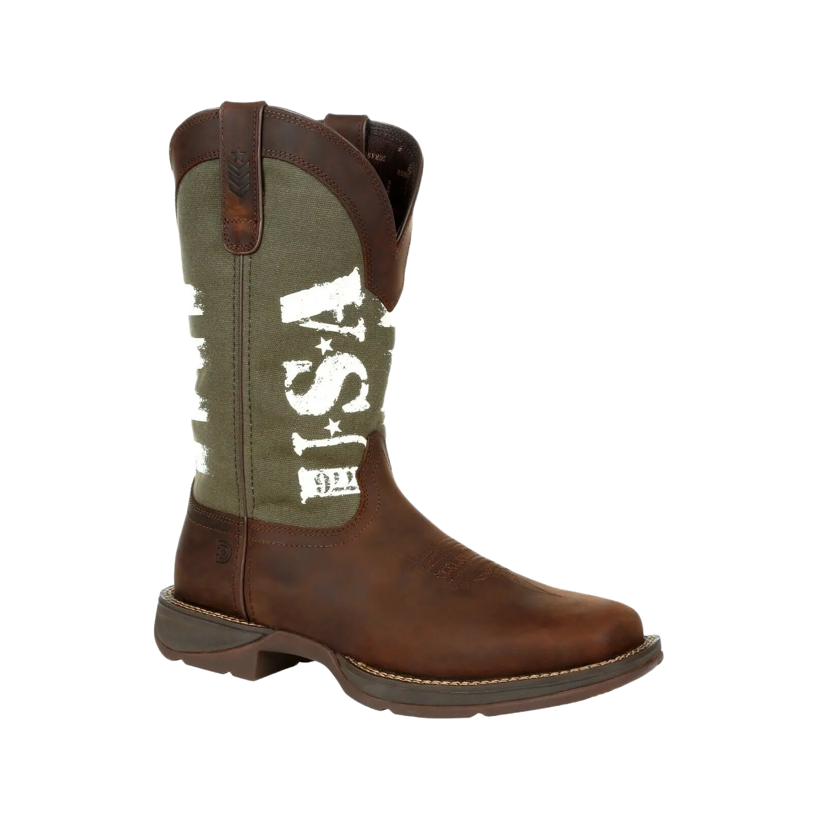 Durango Men's Rebel Army Green USA Print Square Toe Boot DDB0313
