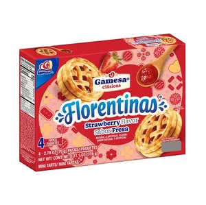 Gamesa Florentinas Strawberry Mini Tarts 2.78 oz x 4 Packs Total 316g Classic Fresa Flavor Snack