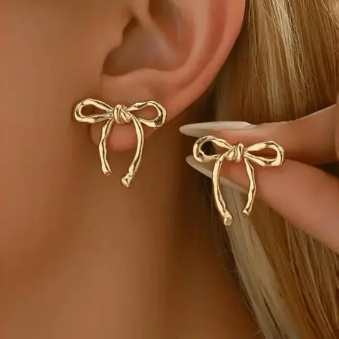 Women's Elegant Bowknot Design Stud Earrings, High Quality Earrings, Ear Studs, Fashionable Jewelry for Women & Girls for Party, Daily Clothing Decor, Trendy All-match & Exquisite Jewelry for Birthday Gift, Fashionable Jewelry Accessories, Good Earrings