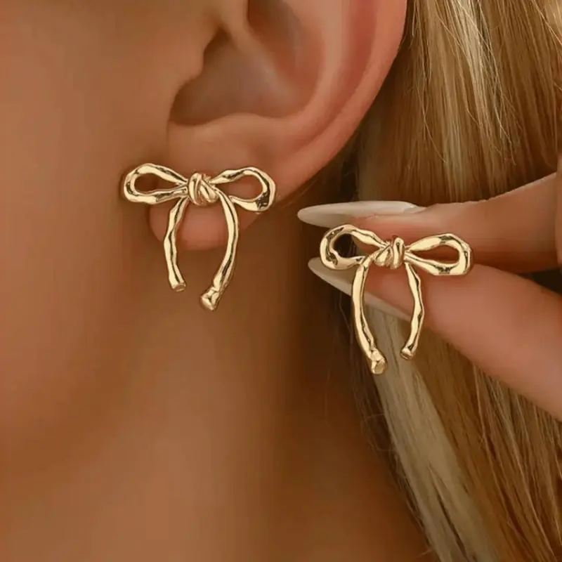 Women's Elegant Bowknot Design Stud Earrings, High Quality Earrings, Ear Studs, Fashionable Jewelry for Women & Girls for Party, Daily Clothing Decor, Trendy All-match & Exquisite Jewelry for Birthday Gift, Fashionable Jewelry Accessories, Good Earrings