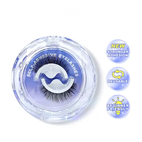 Self Adhesive Eyelashes  Reusable Thick & Natural Style Lashes, Waterproof, Reusable, Glue-Free, Eyeliner-Free Makeup Cosmetic,Pre Glued Lashes,Press on False Lashes,Wispy Strip Lashes