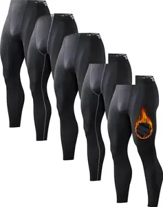 5 or 4 Pack Men's Thermal Compression Pants Fleece Lined  Tights Athletic Leggings Cold Weather Baselayer Winter Gear