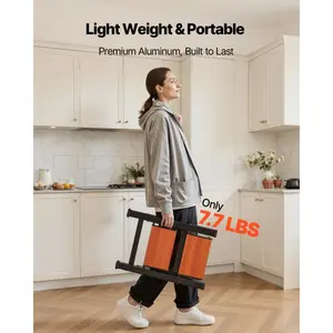 VEVOR 2 Step Ladder, Folding Step Stool with Wide Anti-Slip Pedal and Comfort Handgrip, Lightweight 330 lbs Capacity Portable Aluminum Plant Support, Multi-Use for Adults, Home Repairing, Cleaning