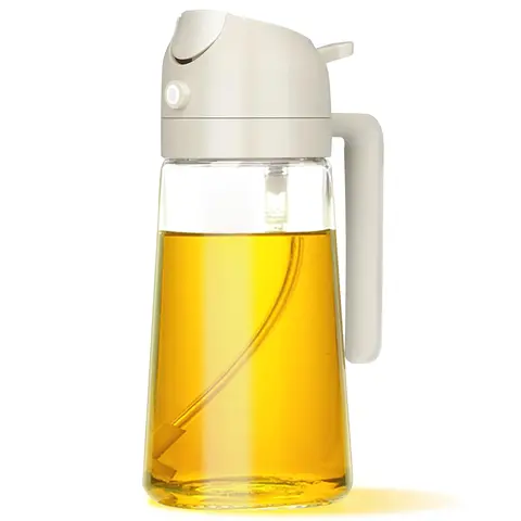 2 in 1 kitchen Oil Dispenser with spray Bottle: Spray and Pour with Precision Control for Cooking (16.5oz/470 ml) kitchen Olive Oil Cooking Essential Glass Sturdy Nozzle