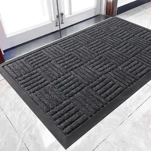 Front Door Mat Indoor Outdoor  All Weather Non-Slip Rubber Outside Entrance  Low Profile Rug, Welcome Mat for Backdoor Patio Porch Garage Entryway  Absorbent and Drain Away Water Heavy Duty Entryway Doormat  Laundry Rooms, Mudrooms (Dark Grey,29.5"x17")