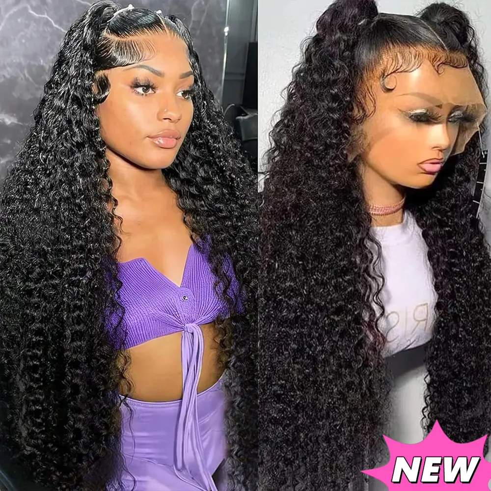 Bling Hair 30 Inch Water Wave Style 13x6 Lace Transparent Lace Front Wigs Human Hair Pre Plucked for Women with Baby Hair