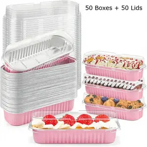 30 Pcs Mini Loaf Pans with Lids, 6.8 oz Rectangular Aluminum Foil Baking Pans, Mini Loaf Containers for Baking Cups, Cake Cups, Holiday Events, Heat Resistant Kitchenware Bakeware