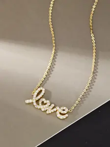 Lab-grown diamond necklace with a full-diamond “LOVE” letter pendant, featuring 45 0.05-carat diamonds.