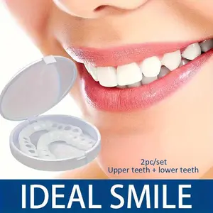 2pcs/set Comfortflex White Denture Belt Veneer-Unisex Upper and Lower Denture Care-Flexible and Comfortable, Realistic, Dental Solution Oral Whitening Teeth Stain Cleaner Teeth Brightener Strips