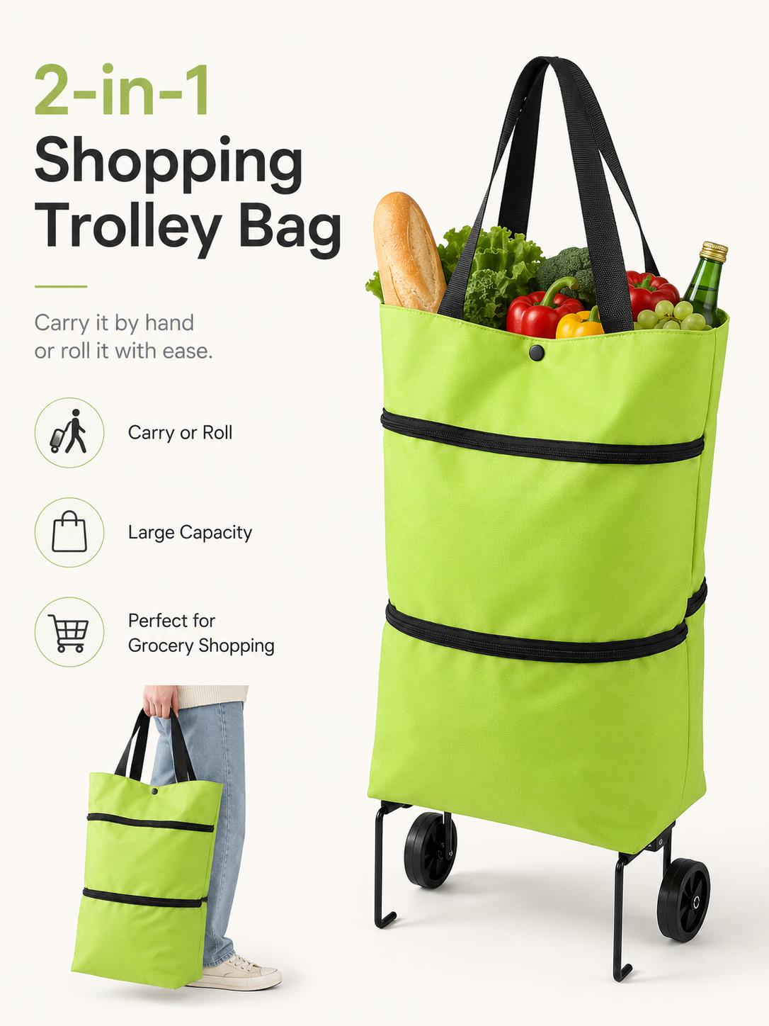 【10inch*18inch】Foldable Shopping Trolley Bag with Wheels, Portable Reusable Grocery Tote, Lightweight Rolling Shopping Cart Bag with Carry Handles for Supermarket, Travel, Laundry and Daily Use 【10inch*18inch】Foldable Shopping Trolley Bag with Wheels, Portable Reusable Grocery Tote, Lightweight Rolling Shopping Cart Bag with Carry Handles for Supermarket, Travel, Laundry and Daily Use