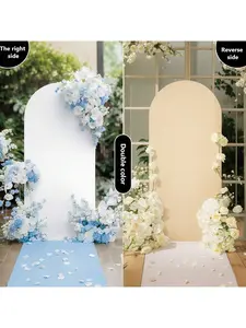 6.6ft Dual-Sided Color Round Top Wedding Arch Cover Set, Elastic Cloth Backdrop Cover with Zipper for Backdrop Stands, Wrinkle-Free Multi-Size Machine/Hand Washable Decoration for Wedding/Party Ceremonies, Indoor Furniture Accessory