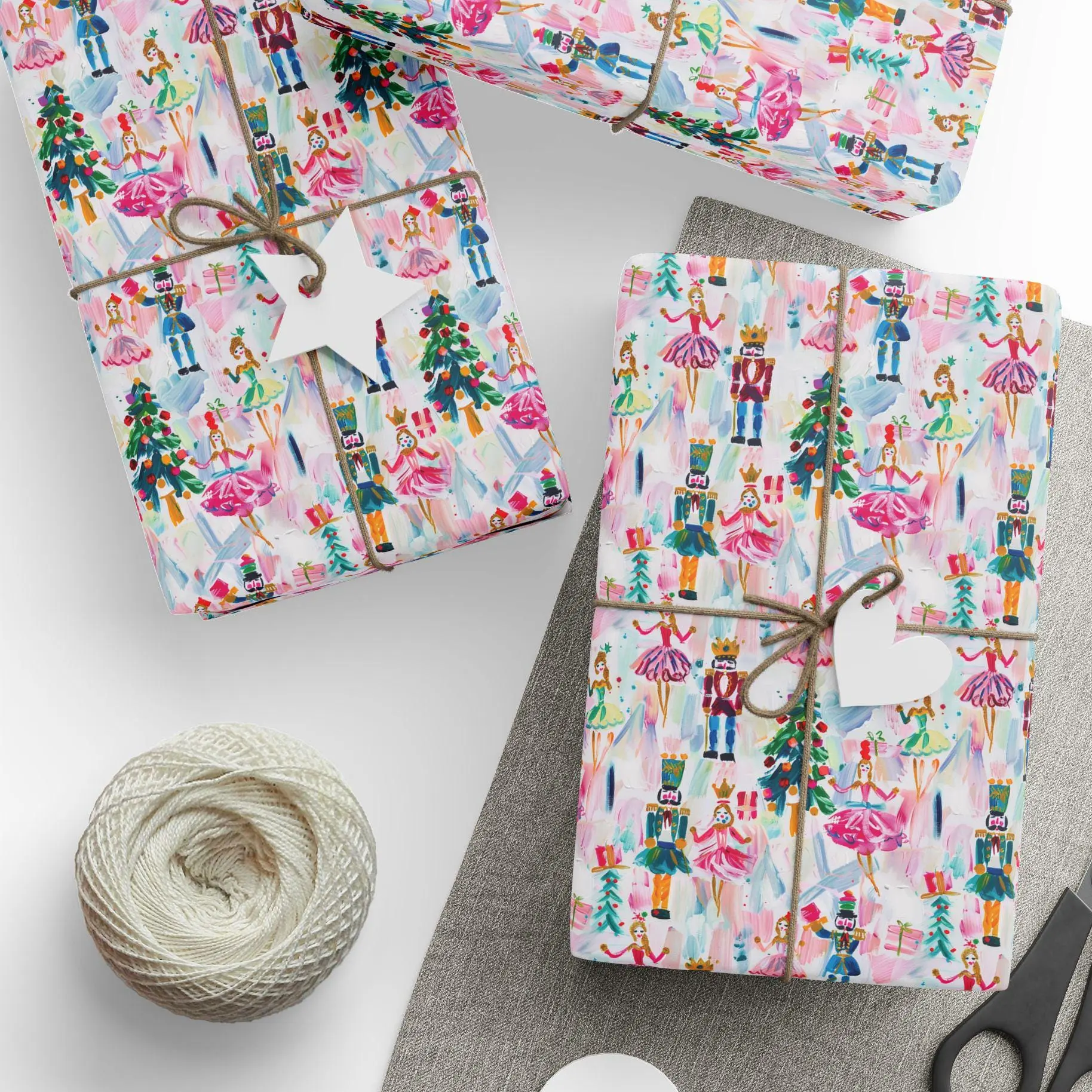 Christmas Wrapping Paper, Christmas Nutcrackers and Ballerina Wrapping Paper, Preppy Christmas Wrapping Paper, Pink Christmas Wrapping Paper , Best of gift, Meaningful gift. (Get 1 paper cutter when buying any 5 rolls)