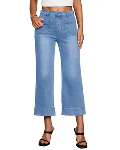 luvamia Wide Leg Jeans for Women Trendy High Waisted Flare Jeans Cropped Denim Pants Stretchy Baggy with Patch Pockets Bottom Womenswear Wideleg Basic bootcut jeans baggy jeans jeans for women Trouser