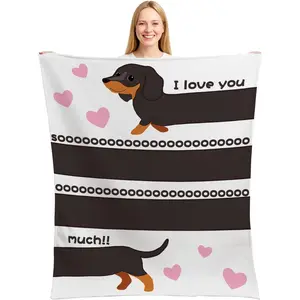 Valentines Blanket Dachshund Blanket Valentines Day Gifts Ultra Soft Cozy Anniversary Wedding Gifts for Lover,Home Sofa Couch Decor 50x60 Inch