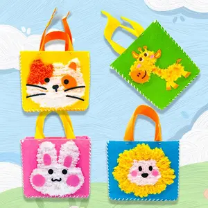 DIY Embroidery Sewing Kit, Embroidery Craft, 4pcs Animal Pattern Handheld Basket, Beginner's Manual Material, Parent-child Early Education and Intelligence Tools, Creative Handmade Gift