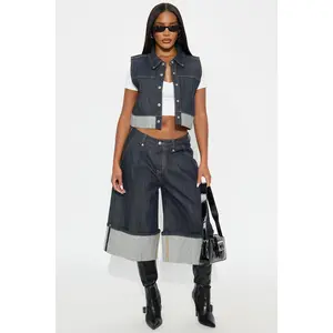 Premium Selvedge Cuffed Denim Jorts - Dark Denim