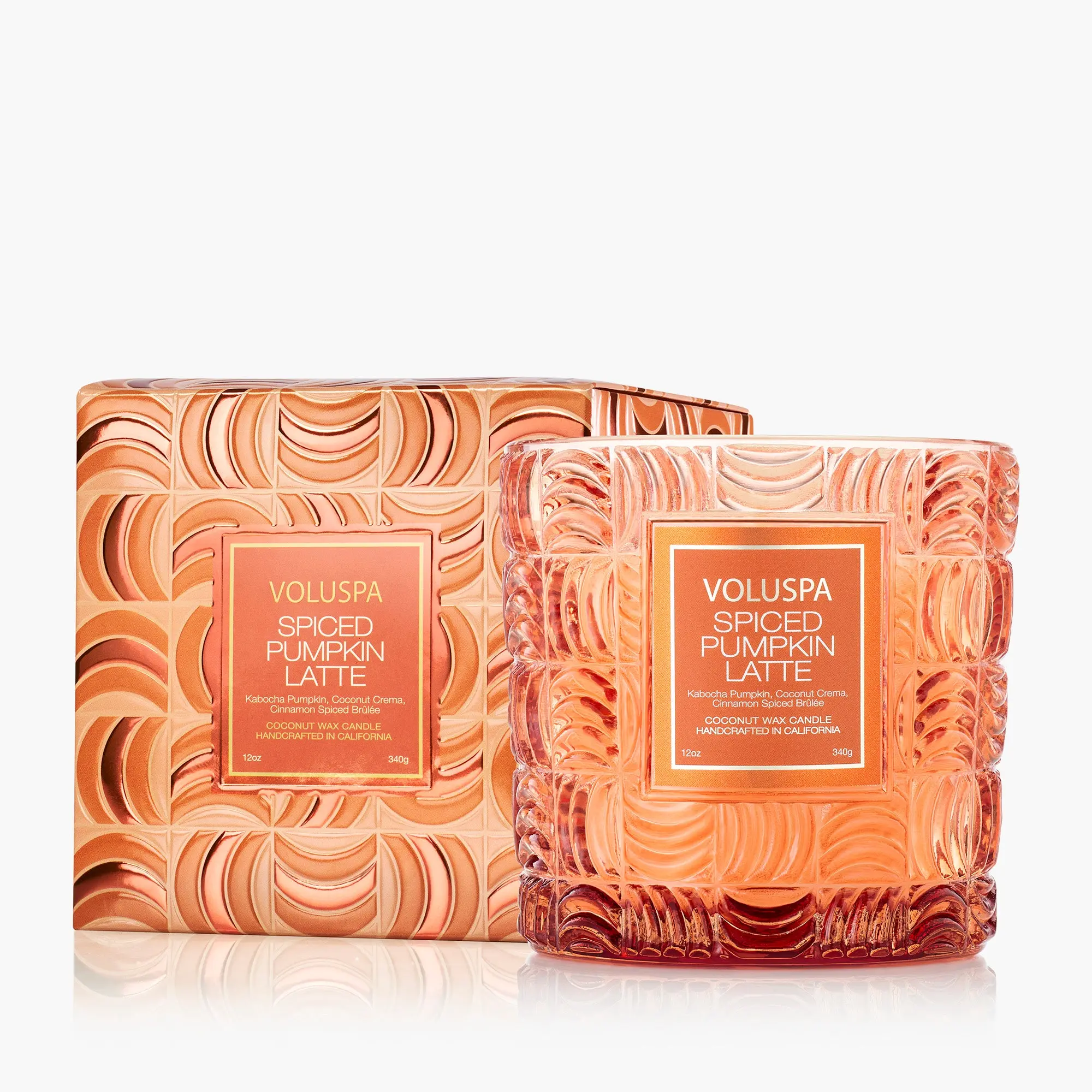 Spiced Pumpkin Latte Luxe Classic Candle - Glass Jar, Creamy Fragrance with Vanilla, Marshmallow & Coconut Scent, Home Decor Accent, Ideal Gift