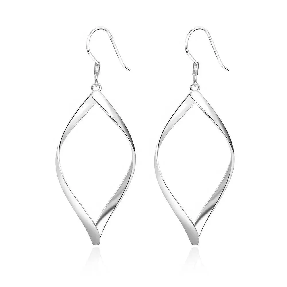 Silver Infinity Hoop Earrings - Large Non-Piercing Cuff Ear Climbers for Women