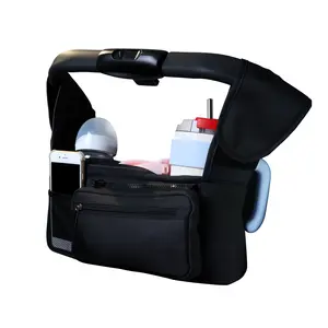 Large Capacity Stroller Hanging Organizer, Multi-Compartment Storage Bag with Bottle Holders, Phone Pocket & Diaper Slot, Portable Tote for Stroller ccessories, Stroller Caddy Organizer, Storage Organizer For Wagon Stroller, New Mom Essential Items