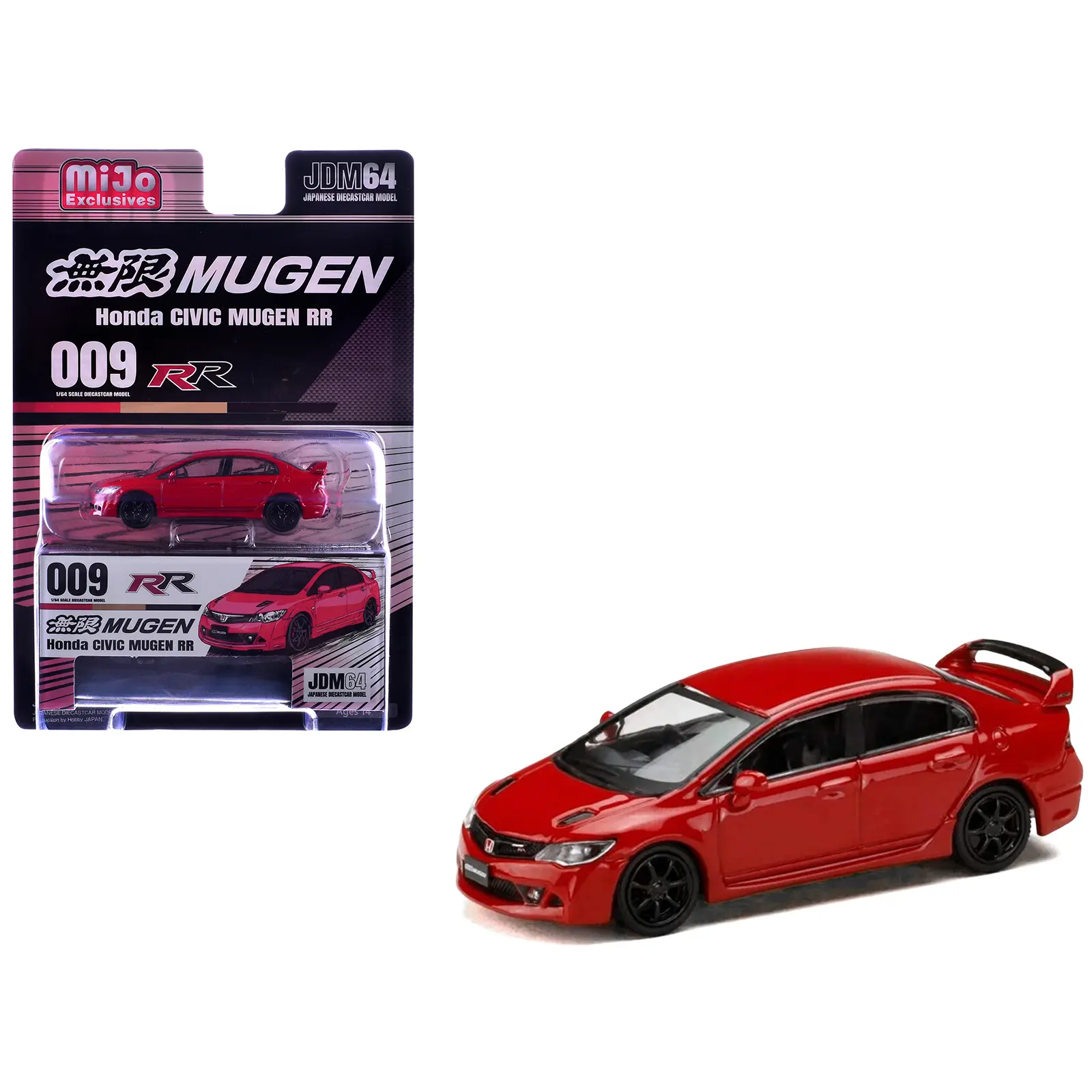 Honda Civic Mugen RR (FD2) RHD (Right Hand Drive) Milano Red "JDM64" Series 1/64 Diecast Model Car by Hobby Japan