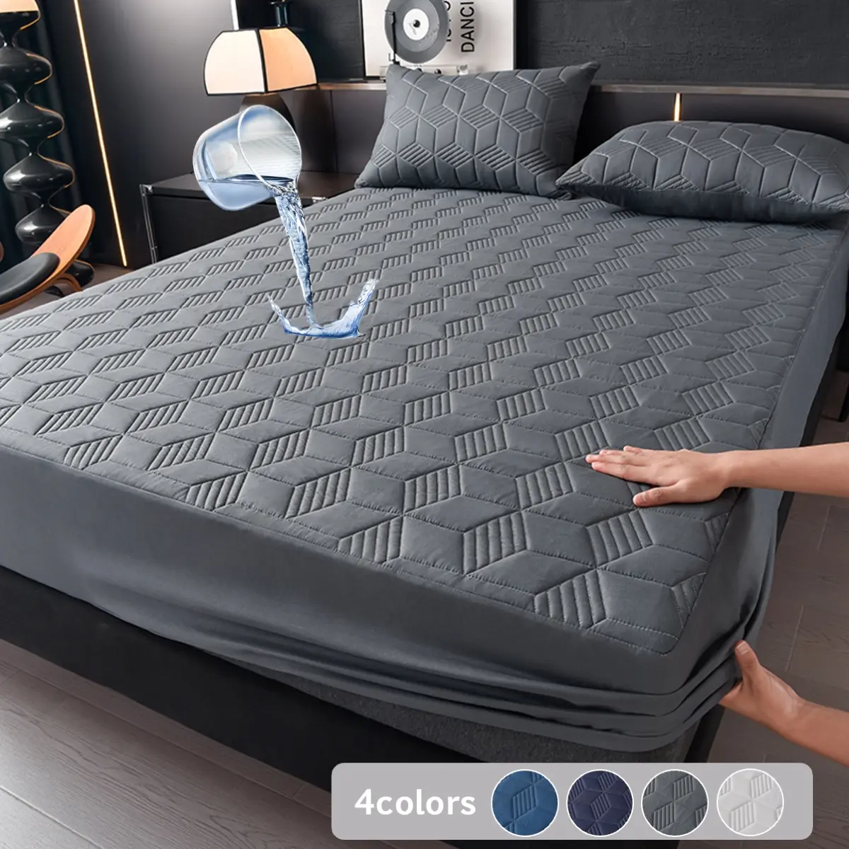 2/3 Piece Waterproof Mattress Protector Set with Deep Pocket, Soft, Noiseless, Breathable, Stain-Resistant, Machine Washable Bed Cover, Bedding Mattress Cover for Bedroom, Hotels, Quilted Mattress Cover – Includes Pillowcases