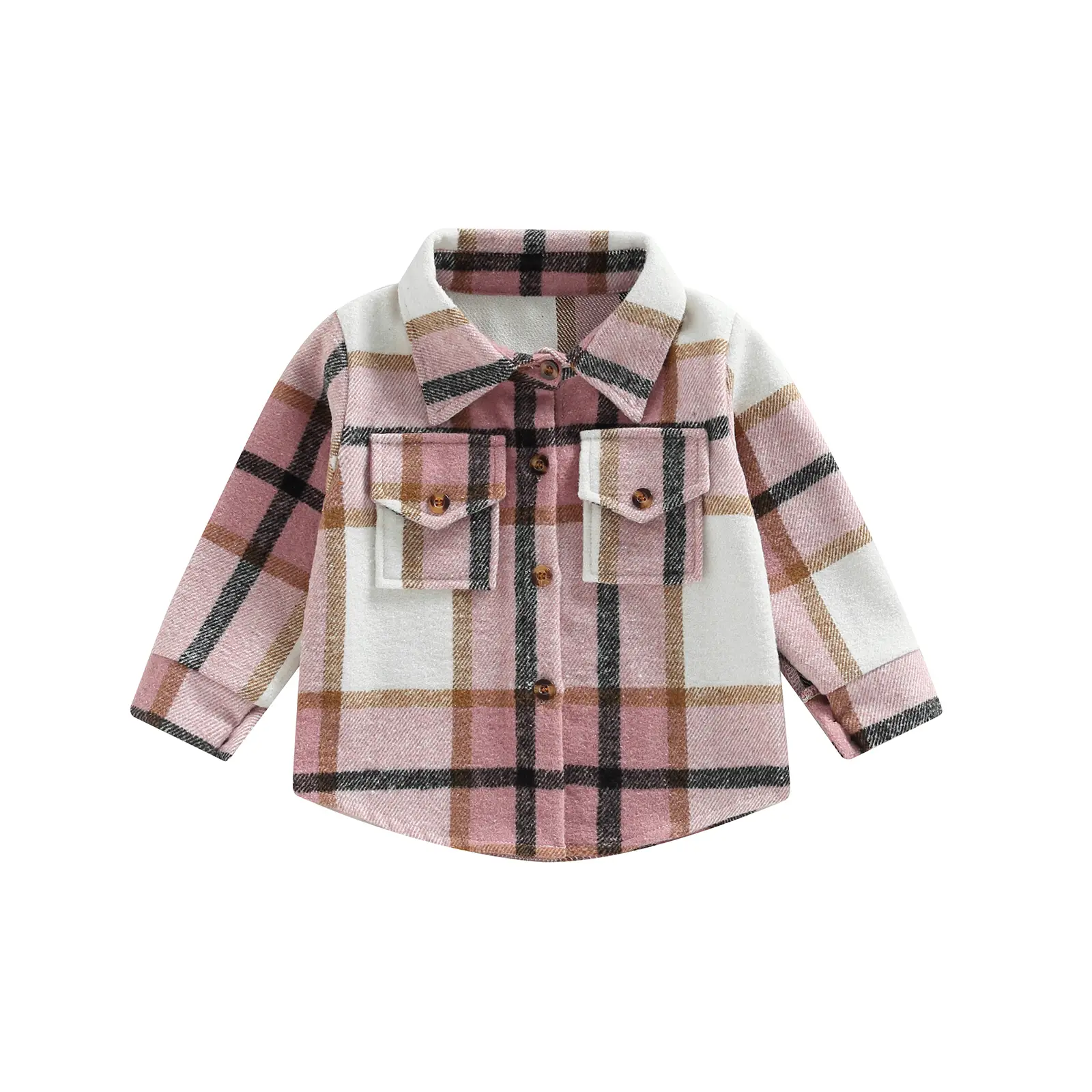 Canrulo Toddler Flannel Shirt Jacket Plaid Long Sleeve Lapel Button Down Shacket Little Kids Boys Girls Shirts Coats Fall Tops