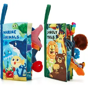 Baby Toys 0-6 Months - Crinkle Books  Babies 2-Pack, Soft Cloth Sensory Touch Feel Baby Book 6-12 Months Infant Tummy Time Toys 0-3 Month Newborn Boys Gifts Baby Easter Basket Stuffers