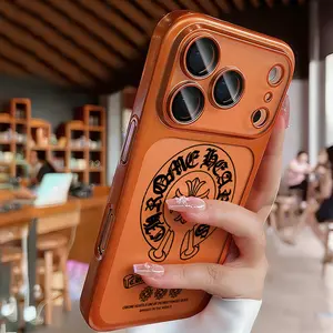 Chrome Hearts Logo Style Phone Case for iPhone 17 AIR 17 PRO 16 PRO15 PRO MAX 14 PLUS 13 PRO 12 11 PRO XS MAX X XR Plus  Shockproof Protective Cover Full Protection Anti-DropSolid color large-pore