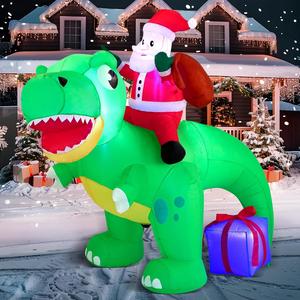 6FT Christmas Inflatable Dinosaur with Build-in LEDs, Christmas Inflatable Outdoor Decoration Xmas Party Indoor, Outdoor, Yard, Garden,Christmas Blow Up Yard Decoration Christmas &Christmas gifts