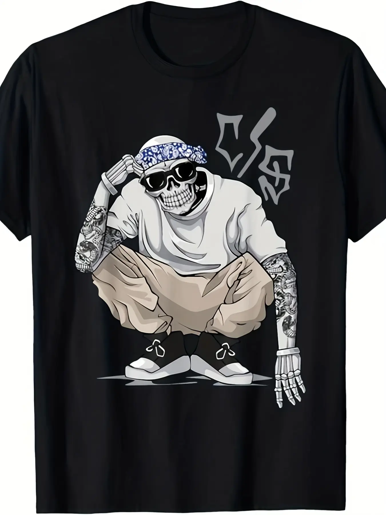 Men's Cholo Chicano Mexican Gangster Tattoo Skeleton Graphic T-Shirt & Hoodie - Retro Streetwear Cultural Apparel, Casual Athletic Fit Tee for Training, Gym, Casual Attire - Mexico Pride Outfits