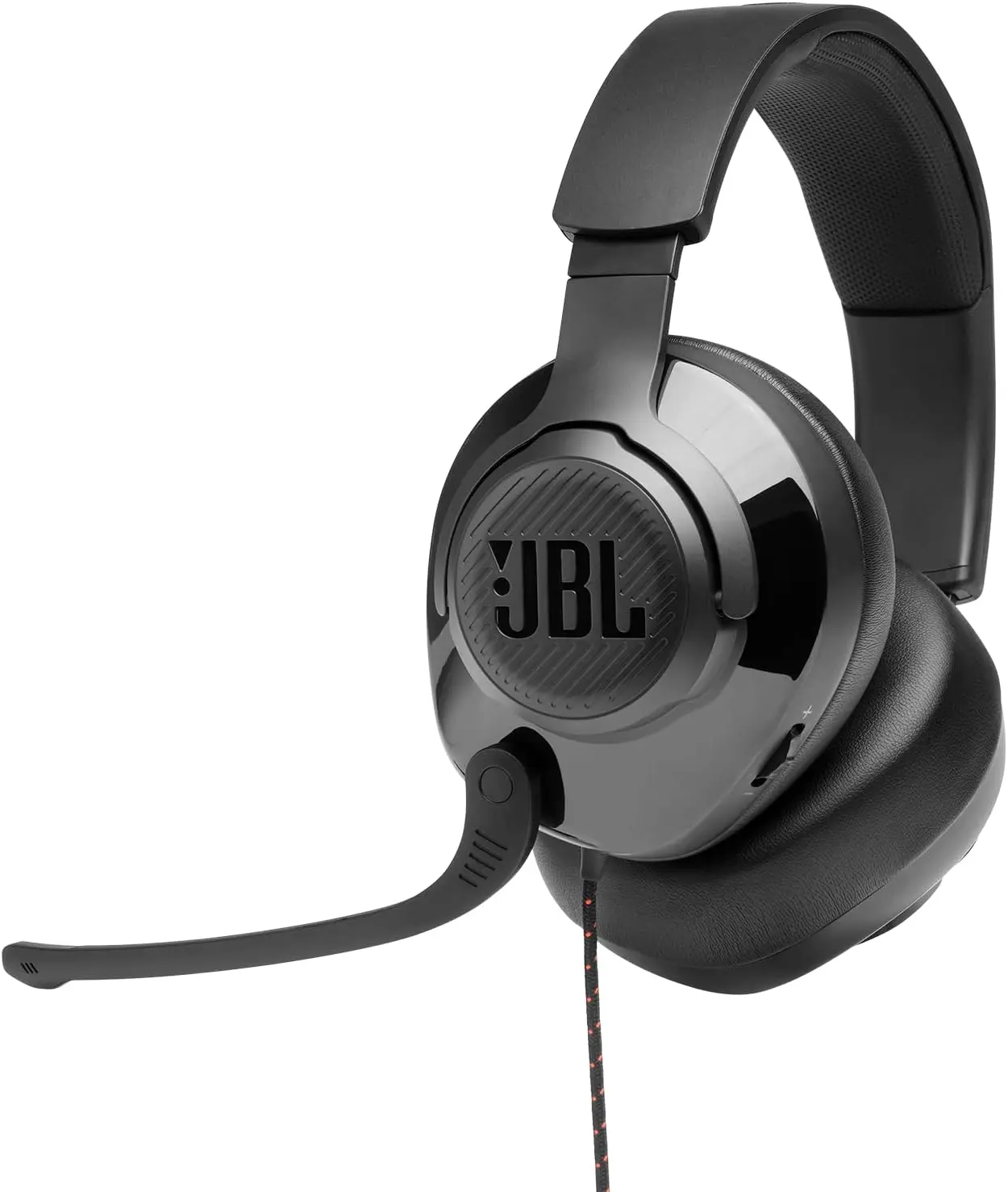 JBL Quantum 200 - Wired over-ear gaming headset with Voice focus directional flip-up mic and memory foam ear cushions -Black
