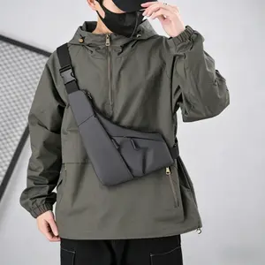 Slim Sling Bag for Men, Adjustable Strap Crossbody Chest Pack, Multi-Zipper Sling Purse for Work & Outdoor Use