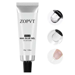 Zopvt Solid Nail Glue for Press-On & Acrylic Nails, 30 g Transparent Adhesive, Long-Lasting 3D Gel, Nail Extension Gel, UV Lamp Curing, Home Salon Use