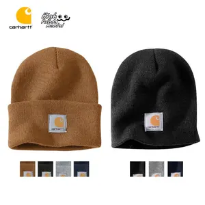 CARHARTT Men's A18 Knit Cuffed Beanie & A205 Knit Beanie Warm Soft Long Beanies CARHARTT Logo Beanie Casual Caps Classic Style Beanie Knit Hat Cap Plain Winter Hip Hop One Size Fits All