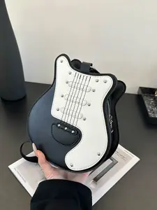Y2K Retro Guitar Crossbody Bag, Adjustable Strap and Zip Closure, Music Theme Handbag, Ideal for Concerts, Festivals, Daily Use