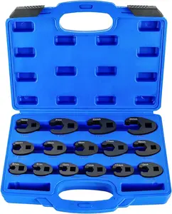 GJANSH 15PCS Crowfoot Wrench Set, 15-Piece Crows Foot Wrench Set with 8 to 24 mm Metric Flare Nut Wrenches, 1/2 & 3/8 in. Drive Flare Nut Wrench Set with Laser Etched Marking Carry Case fathersdaygift