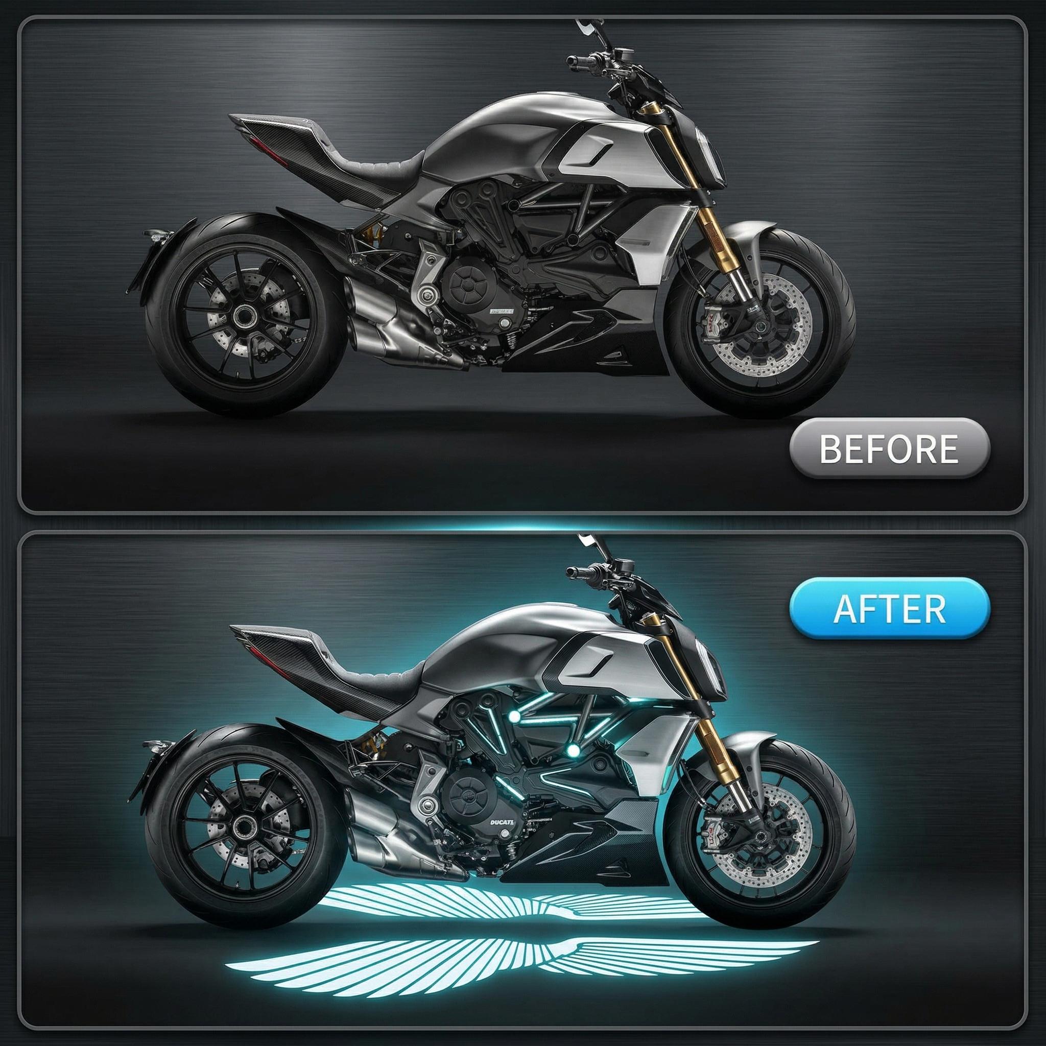 2pcs Angel Wings Welcome Light For Motorcycle LED Underbody Light Projector Decorative Atmosphere Light Accessories