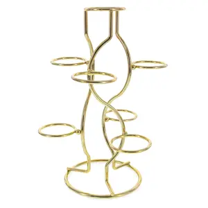 7-Ring 3-Tier Gold Wire Metal Sphere Crystals Egg Stand Display