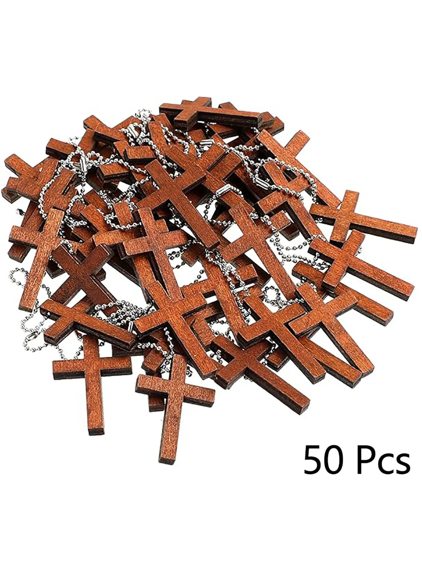 50 Christmas Christian Wooden Cross Pendants, Mini Wood Cross Stress Relief Hanging Pieces, Spiritual Religious Bible Verse Gifts, Religious Ornaments