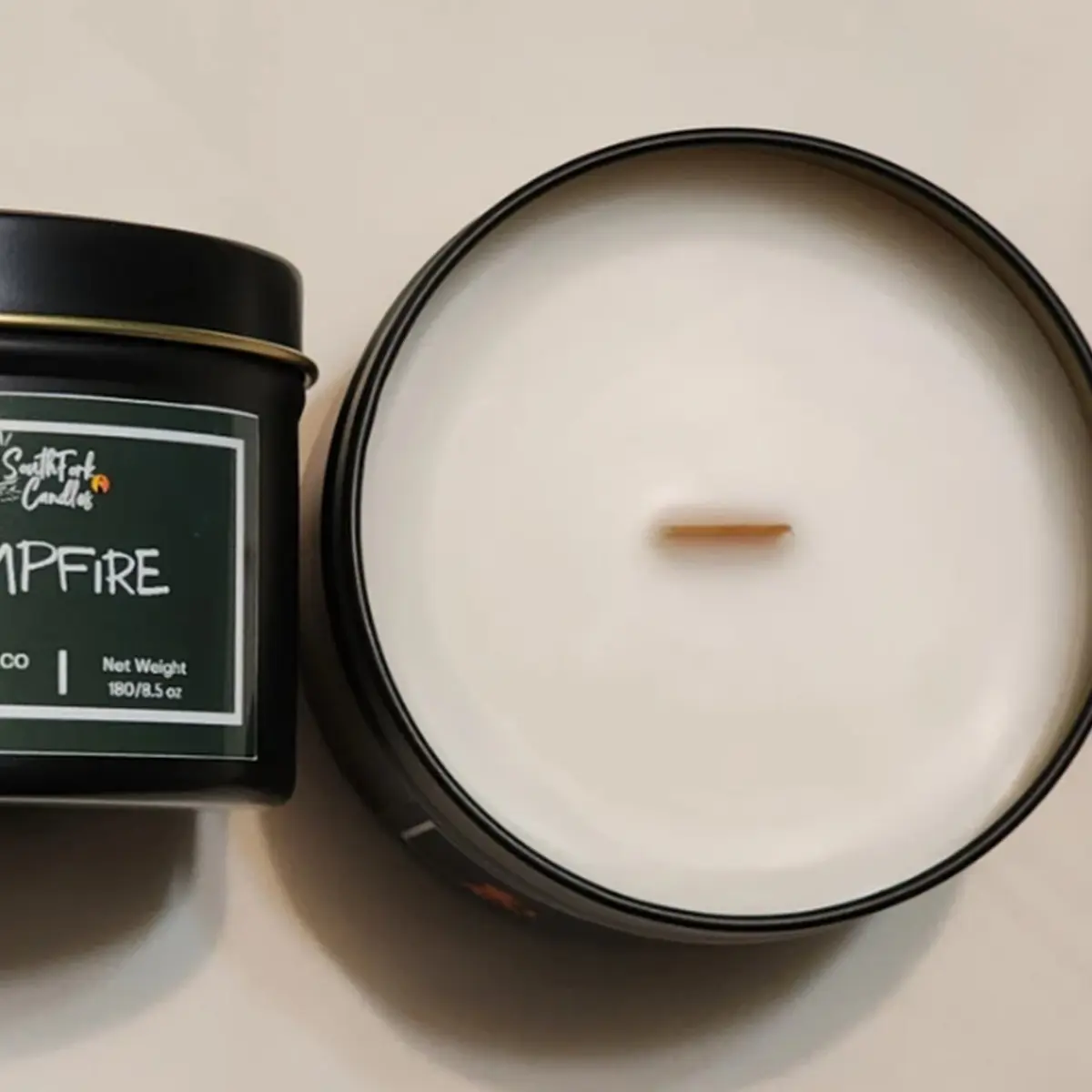 Campfire Scented Candle - 4oz-8oz tin Candle for Fresh Aroma and Decor