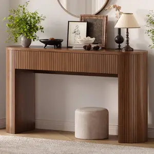 【SummerVibes】ONBRILL 55/63 Inch Console Table with 2 Drawers, Fluted Entryway Tables with Storage, Sofa Table Behind The Couch, Hallway Tables, Mid-Century Modern Foyer Table for Entryway, Hallway, Living Room