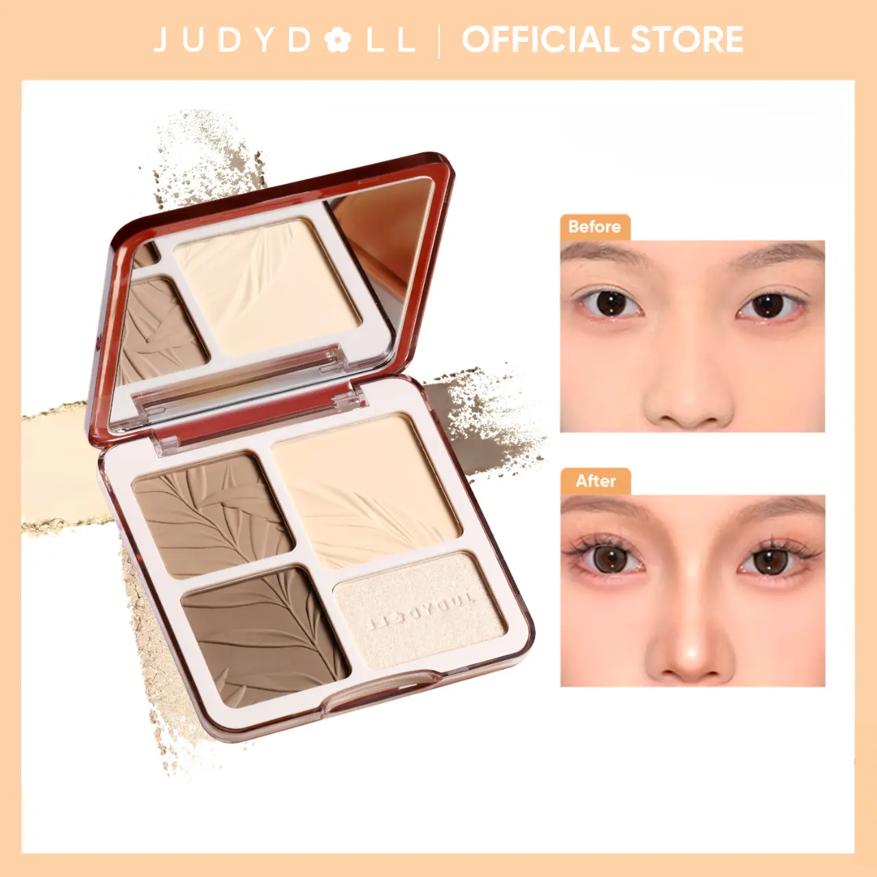 JUDYDOLL 2 In 1 Highlighter Contour Palette, Powder Highlighter & Contour Duo, Face Shaping, Makeup, Cosmetic, Bronzer, Long-Lasting, 2-In-1 Makeup Bronzer Powder, Summerwins
