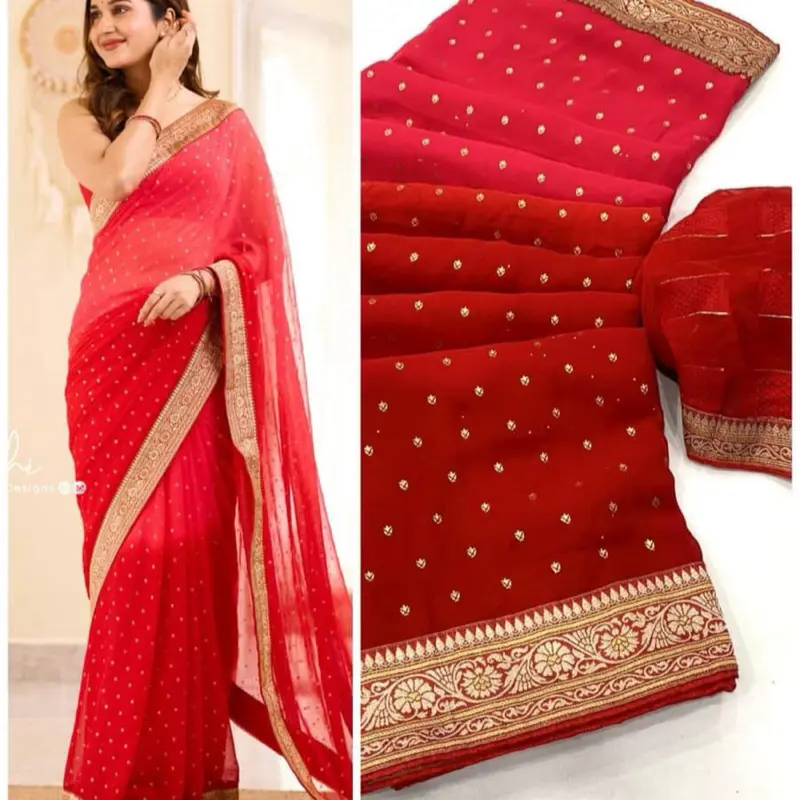 Designer Georgette Saree with Foil Print Work
