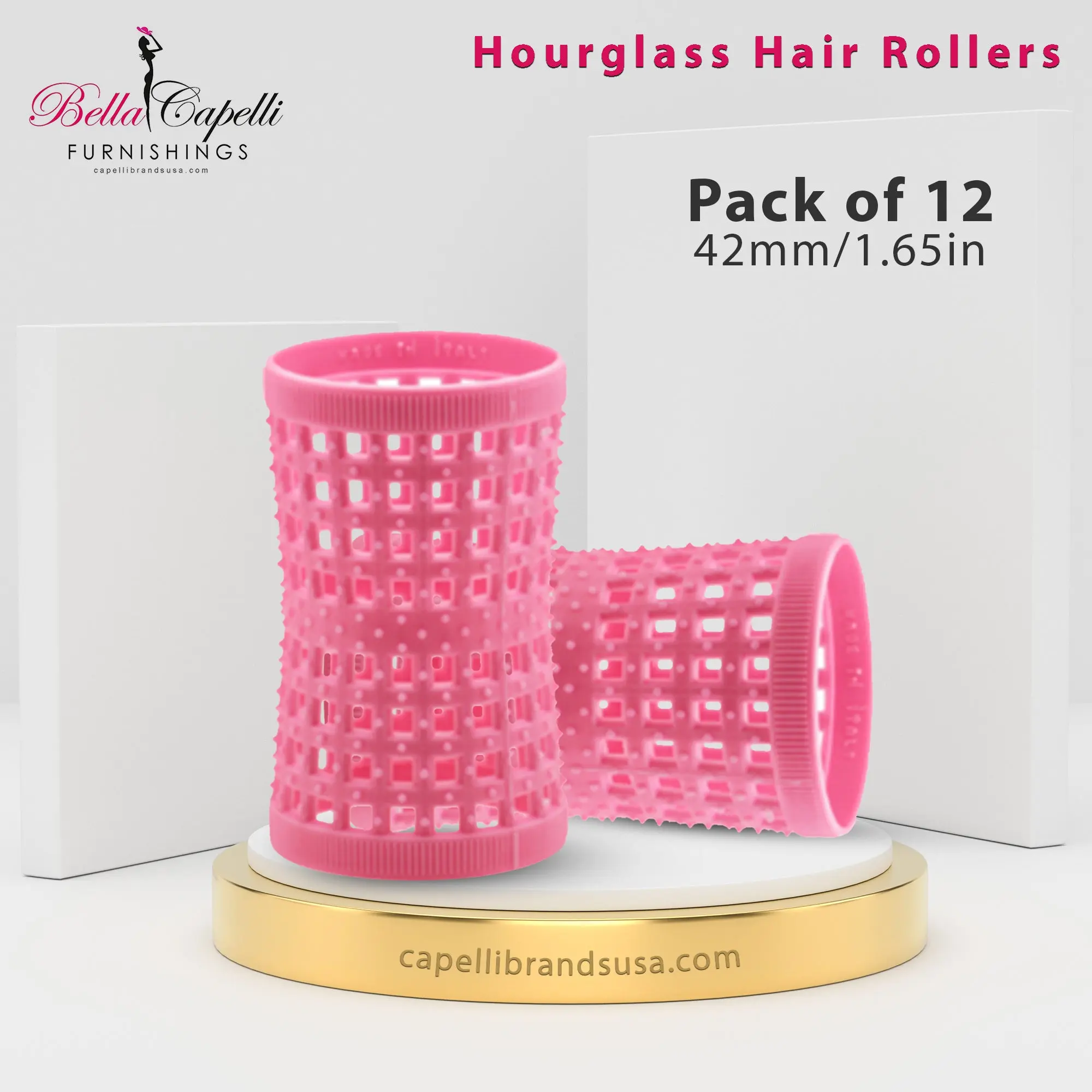 Hourglass All Hair Types Unisex Rollers- Pink 42mm/1.65in – Pack of 12