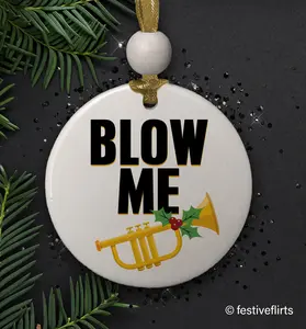 Festive Flirts Ceramic Naughty Ornaments, Adult Holiday Gifts, Sexy Christmas Gifts, Funny Dirty Sayings, Trending Holiday Box Hanger