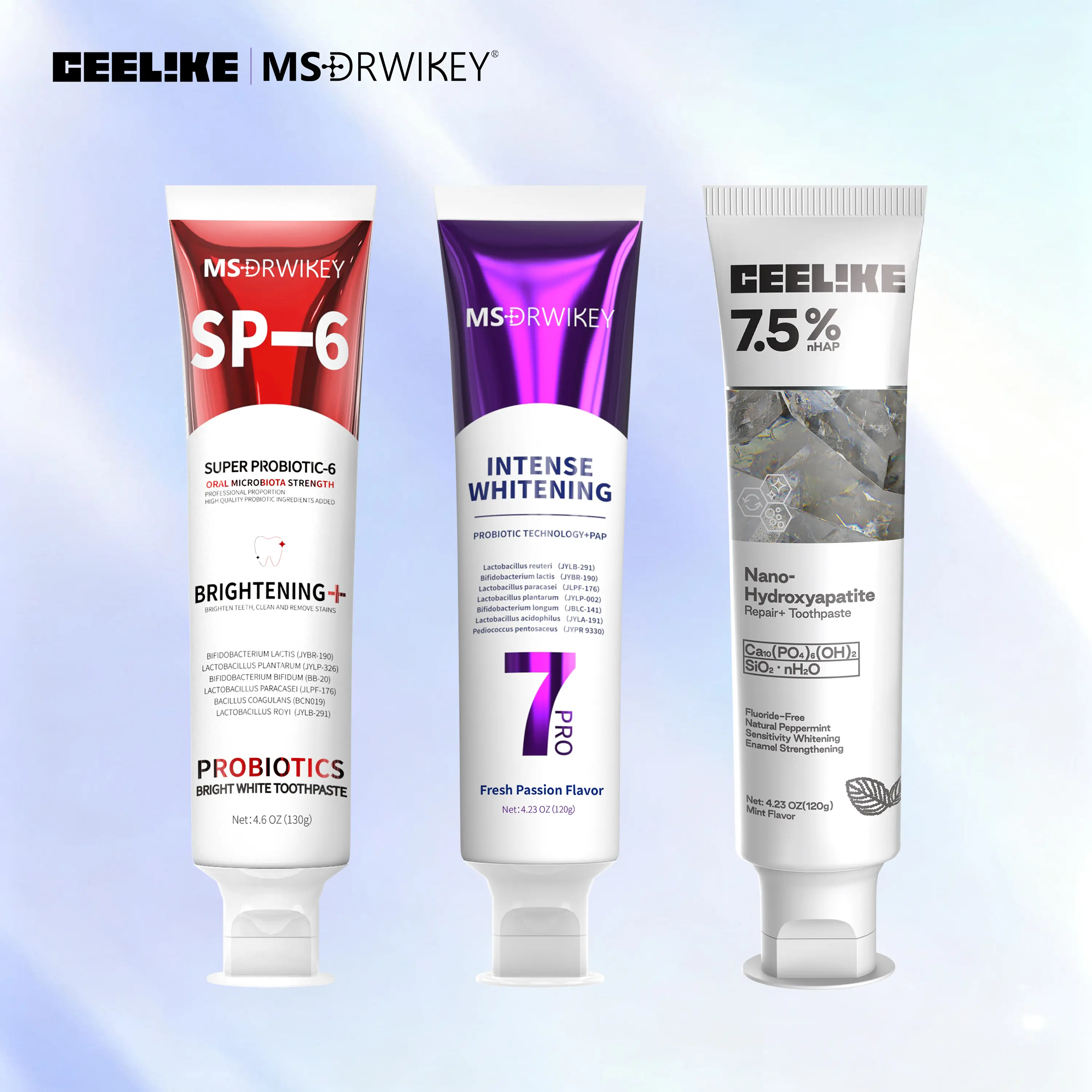 CEELIKE 3-Pack Probiotic Daily Whitening Mint Toothpaste Set - Cleans Teeth, Repairs Enamel, Freshens Breath, Toothpaste Mint, Oral