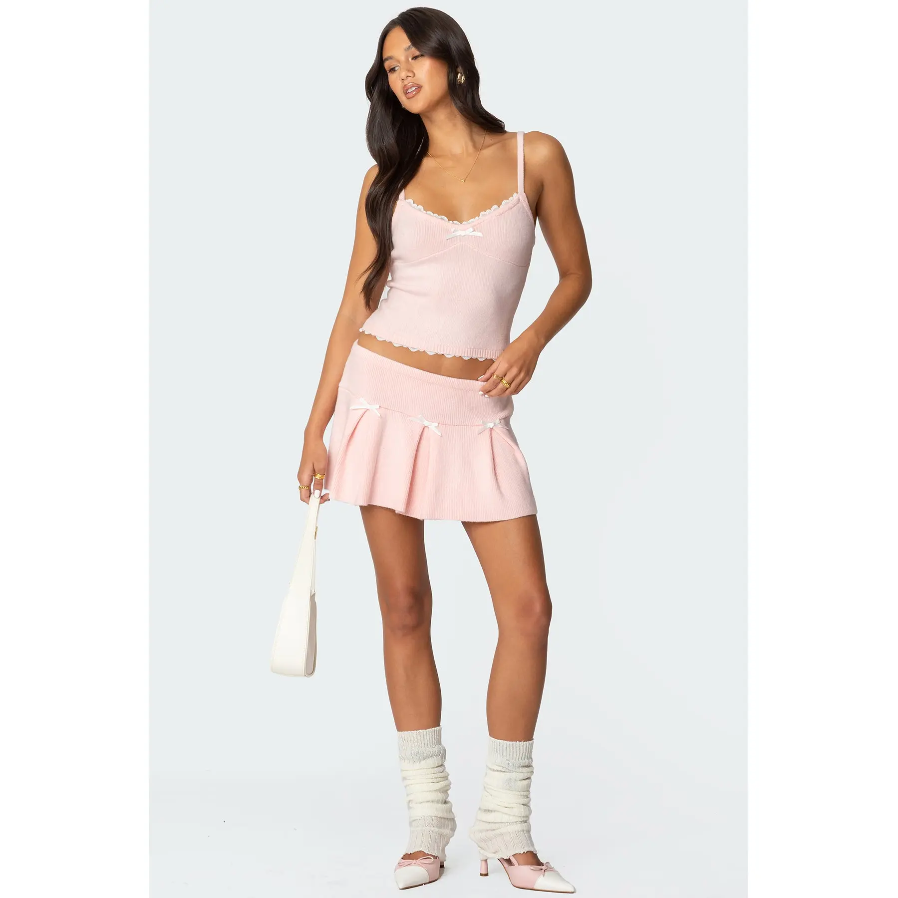 Easter Pleated Knit Mini Skirt