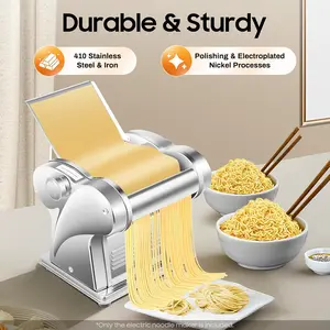 Dough Sheeter, Pasta Machine Automatic Noodles Dumpling Dough Skin Maker 110V Commercial Electric Dough Roller Stainless Steel Noodle Making Pasta Maker for Producing Spaghetti Fettuccini Lasagna Kitchen Utensils Modern