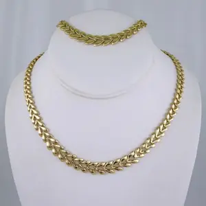 Gargantilla & Pulsera - Choker W - Bracelet - 14K Real Color - Plain - 6mmx45cm - Gold Tone Chain Set