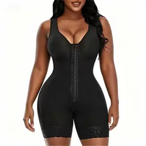 Women's Colombian Fajas Shapewear Bodysuit - High Compression Full Body Shaper with Tummy Control, Butt Lifter, Leg Support, Hook Closure, Adjustable Straps, Lace Anti-Slip Edge for Post-Surgery Use